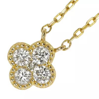 Vendome Aoyama K18YG Diamond Pendant Necklace Flower - Auth Free Shipping From J • $424.80