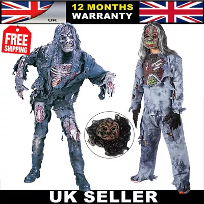 Unisex Complete Zombie + Mask Adult Halloween Costume Horror Costume Men • £28.99