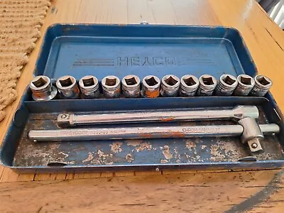 VINTAGE HEYCO SOCKET SET #50 W.GERMANY HAND TOOLS Metric AF Missing Orig Ratchet • $109.99