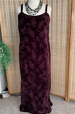 Sushi Purple Devore Velvet Y2K Slip Dress Sz 14 UK Evening / B31 • $21.46