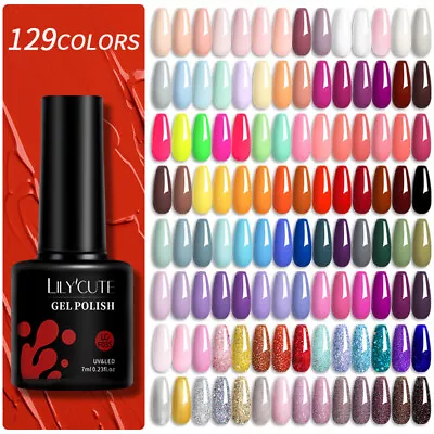 7ml LILYCUTE Nail Art Color Gel LED Soak Off UV Gel Polish Varnish Base Top Coat • $1.23