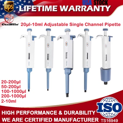 $31.99 • Buy 20ul-10ml Lab Single Channel Pipette Adjustable Volume Micropipette Pipettors US