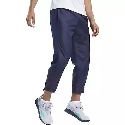 Reebok Mens Woven Training Joggers Track Bottoms Sports Pants - Navy • £20.49