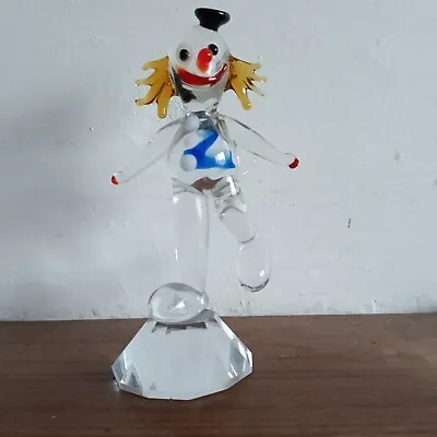 Miniature Murano Clown 10cms On Glass/Crystal Plinth Vgc • £11.50