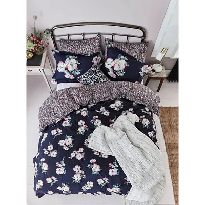 £69.95 • Buy Joules Painted Poppy King Duvet Cover Set, Floral Reversible, Navy, 100% Cotton