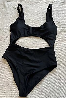 ZAFUL Womens Size 8 Black Highwaist Open Front/Back One Piece Swimsuit • £16.39