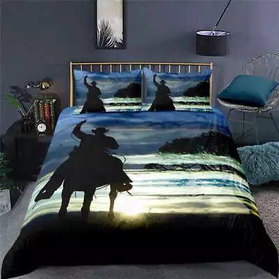 Great Horse Herder At Sunset 3D Quilt Duvet Doona Cover Set Pillow Case Print • $109.55