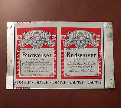 Un-Rolled 10oz BUDWEISER TAB TAP S/S Beer Can From St. Louis MISSOURI !! • $4.99