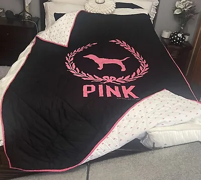 Victoria Secret Pink Black And White Dog Reversible Comforter Twin • $150