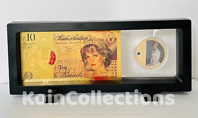 Ten Pound Princess Diana Note Gold Foiled Banknote + Coin Last Rose Of England • £19.99