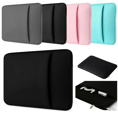 DOUBLE POCKET Zip Cover Sleeve Case Bag APPLE MacBook Pro 15 Inch With Touch Bar • £7.79