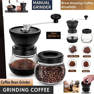 £10.76 • Buy Coffee Grinder Manual Hand Mill Bean Adjustable Coarseness Ceramic Burr Spice