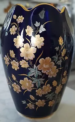 Vintage Cobalt Blue Imperia Limoge Porcelain Vase France • $25.99