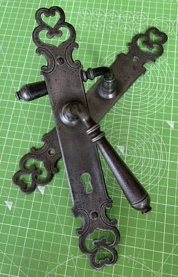 £45 • Buy Antique Door Handles Coach House French Iron Lever Door Handles Original Vintage