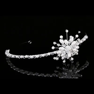 $15.99 • Buy Bridal Headpiece Floral Pearl Rhinestone Crystal Wedding Tiara Headband V952