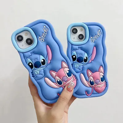 3D Wave Lilo Stitch Silicone Phone Case For IPhone 14 13 12 11 ProMax Cover Back • £6.99