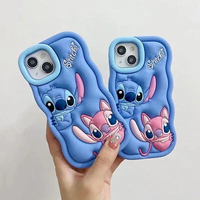 Hot! New Soft Lilo Stitch 3D Wave Silicone Phone Case For IPhone 15 14 13 12 11 • £10.79