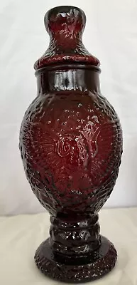 VTG 1970s Wheaton Red Ruby Eagle Embossed Glass Apothecary Bottle W/Lid 10  • $15