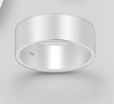 Men's Band Ring Hallmark 925 Sterling Silver 7mm Wide Highly Polished Large Size • $69.95