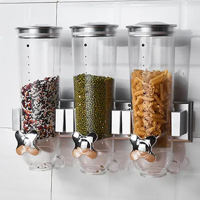 Kitchen Wall Mounted Double/Triple Cereal Dispenser Dry Food Container Machine • £9.95