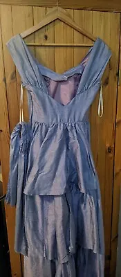 Vintage Monsoon Silk Dress Blue/Purple Pearlescent Long Ball Gown Size 10 • £39.95