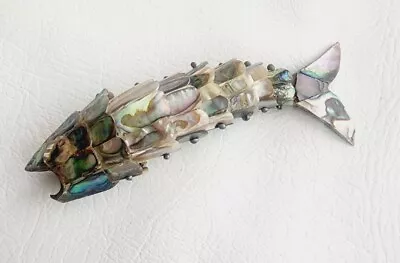 Vintage Mother Of Pearl Abalone Jointed Articulated Fish Bottle Opener • $55