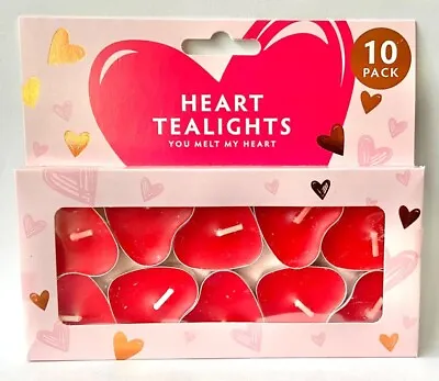 ❤️ Valentines Day Red Love Heart Shape Tea Lights X10 Candles Dinner Table Decor • £3.69