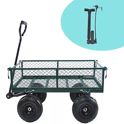 Heavy-Duty Garden Cart Wagon 4-Wheel Utility Trolley GreenEasy Transportation • $71.30