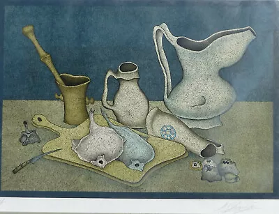 Mihail Chemiakin – Lithograph S/N - Still Life With Fish And Knife • $1200