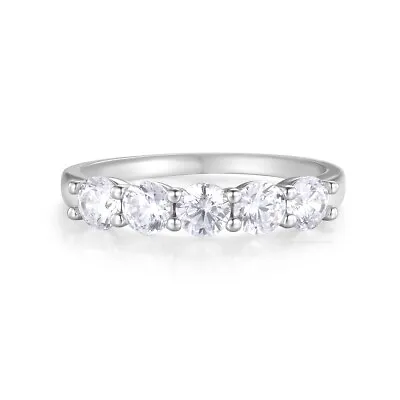 Ring Ladies Sterling Solid 925 Silver 5 Stone Eternity K To U Simulated Diamond • £19.75