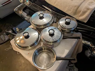 Vintage DuraCrest Stainless Steel Cookware 18-8 Made In U.S A . 9 Piece  Set • $99.95