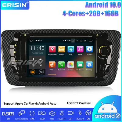 Android 10.0 Car Stereo GPS DAB+ Sat Nav WiFi OBD CarPlay DTV SWC For Seat IBIZA • £154.13