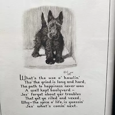 VINTAGE BUZZA MOTTO  DOG ART BY CECIL ALDIN FRAMED & UNDER GLASS Puppy • $38