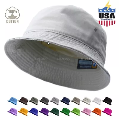 Bucket Hat Summer Cotton Fishing Boonie Brim Visor Sun Safari Camping Cap BK • $10.75