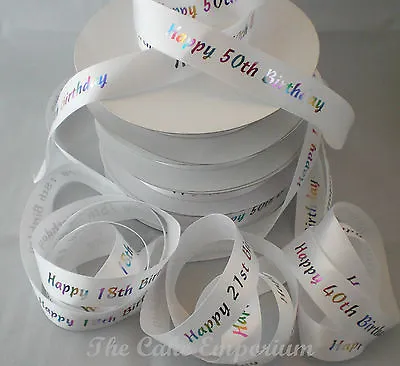 18th/21st/30th/40th/50th/60th/70th/80th/90th BIRTHDAY CAKE AGE RIBBON  GIFT WRAP • £3.49