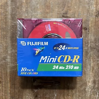 New 10 Pack Fujifilm Color Mini CD-R 210MB 24X Write Speed & Color Jewel Cases • $7.89