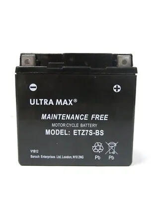 ULTRAMAX ETZ7S MotorCycle Motorbike Quad Bike ATV Battery REPLACES YTZ7S • £22.99