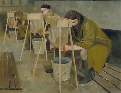 Evelyn Dunbar - Milking Practice With Artificial Udders (1940) - 17  X 22  Print • £77.84