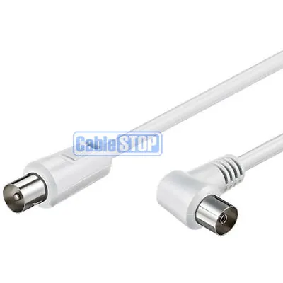 £3.95 • Buy 5m SHIELDED Coax Male To RIGHT ANGLE Female TV Aerial EXTENSION Cable WHITE