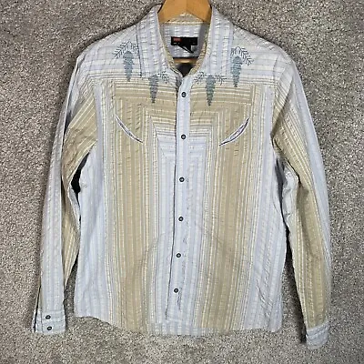 £20 • Buy Diesel Mens Pearl Snap Vintage Western Striped Shirt Size Large