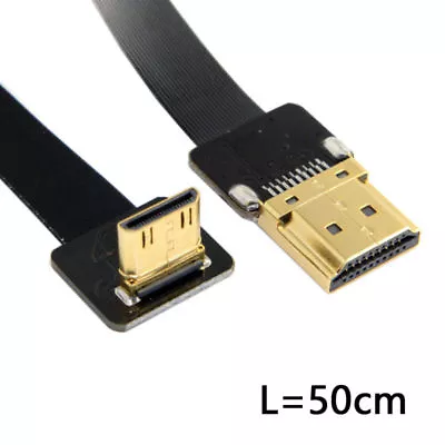 FPV 90 Degree Up Angled FPV Mini HDMI Male To HDTV Male FPC Flat Cable 50cm 20cm • $7.99