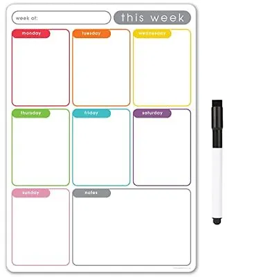 £10.78 • Buy TMS A4 Magnetic Weekly Planner Dry Wipe Fridge Calendar Whiteboard For Organisi