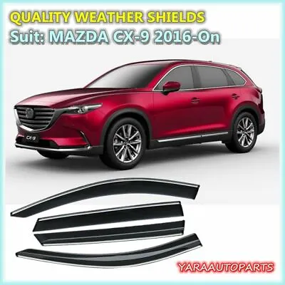 QUALITY Chrome Moulding Weather Shields Window Visors For Mazda CX-9 2016-On • $75