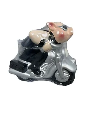 Holiday Time Cookie Jar Hog Biker Pig On A Motorcycle NEW • $33.75