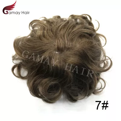 Mens Toupee 100% Human Hair Piece  Fine Mono Durable Natural Wig For Men D7-3 • $189