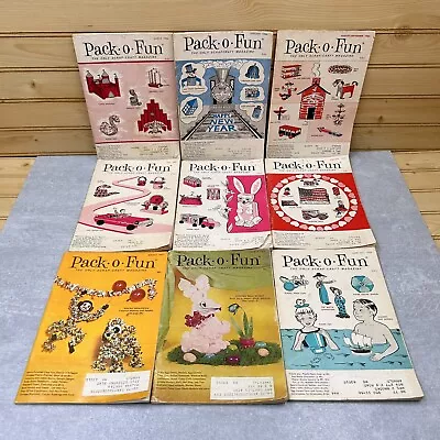 Lot Of 9 1960s 1970s Children's Pack-o-Fun Scrap Craft Magazine Vintage Ages 3-8 • $16.97