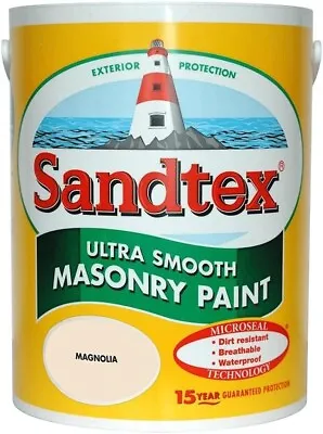 Sandtex Ultra Smooth Masonry Paint Magnolia 5L • £27.49