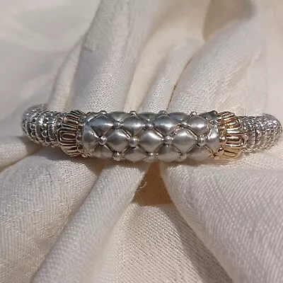 VAHAN Sterling Silver And 14k Quilted Bangle Bracelet • $575