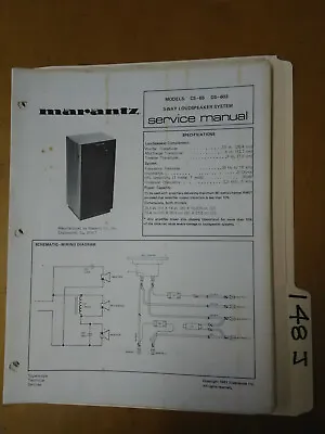 Marantz Cs-65 Ds-603 Service Manual Original Repair Book Stereo Speaker 2 Pages • $19.98