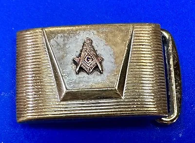 Masonic Masons Club G-Rule  Vintage Small Two Tone Dress Belt Buckle By Hickok • $19.95
